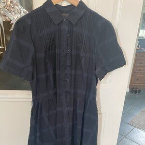 Brooks Brothers Blue and Black Shirt Dress with Sash